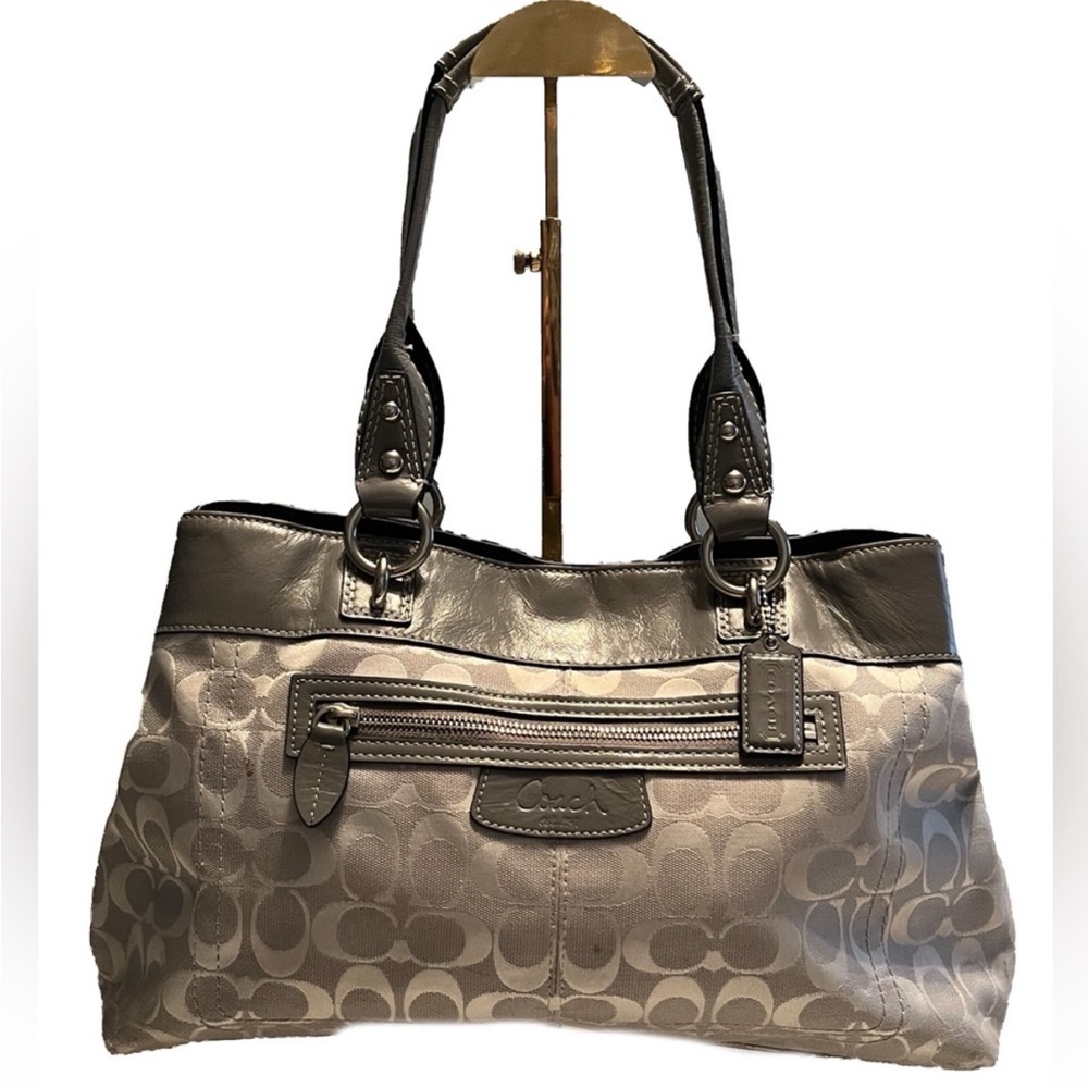 Coach Silver Signature Penelope Large Shopper Tote Bag with original Tag - Picture 6 of 15